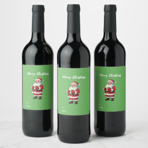 Personalisierter Niedlicher Weihnachtsmann frohe W Weinetikett