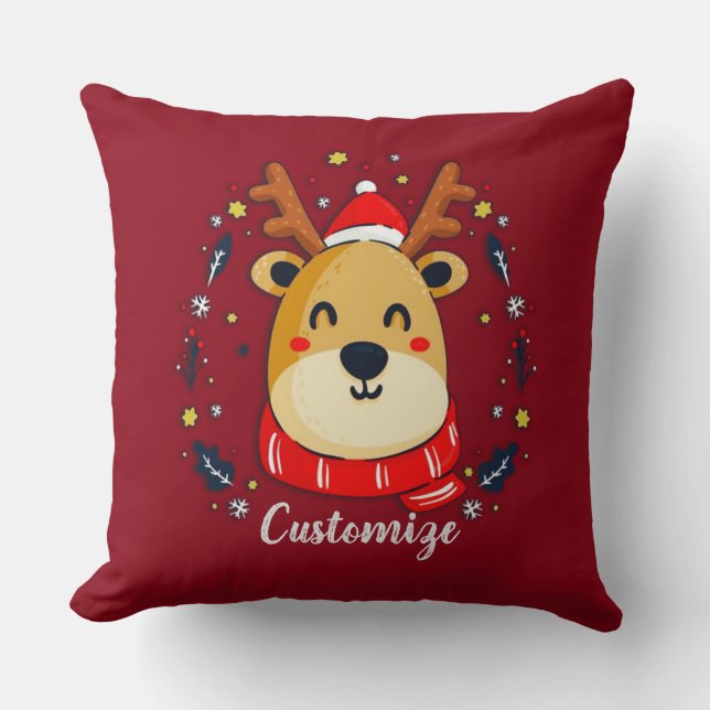 Personalisierter Niedlicher Weihnachtsmann Kissen (Vorderseite)