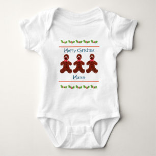Personalisierter Niedlicher Weihnachtsmann Lebkuch Baby Strampler