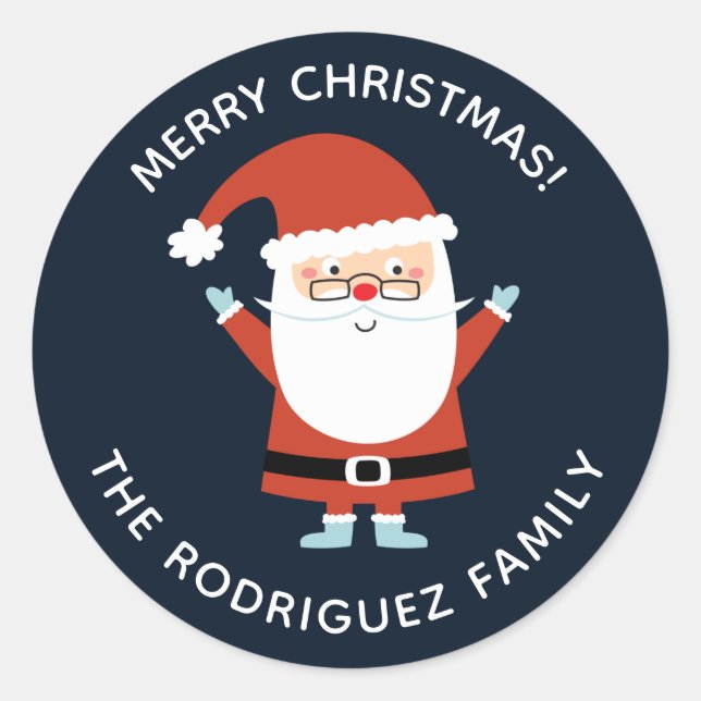 Personalisierter Niedlicher Weihnachtsmann Runder Aufkleber (Vorderseite)