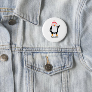 Personalisierter Niedlicher Weihnachtspenguin in R Button