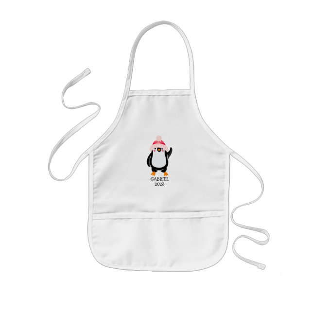 Personalisierter Niedlicher Weihnachtspenguin in R Kinderschürze (Vorne)
