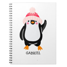 Personalisierter Niedlicher Weihnachtspenguin in R Notizblock