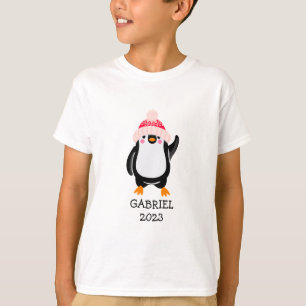 Personalisierter Niedlicher Weihnachtspenguin in R T-Shirt