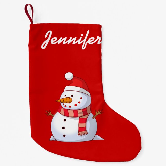 personalisierter Niedlicher Weihnachtsschneemann Kleiner Weihnachtsstrumpf (Vorderseite)