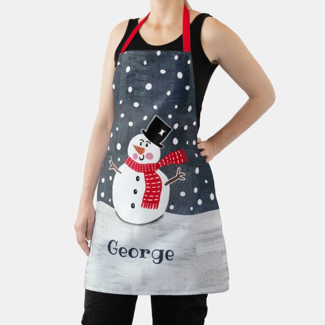 Personalisierter Niedlicher Weihnachtsschneemann Schürze (InSitu)