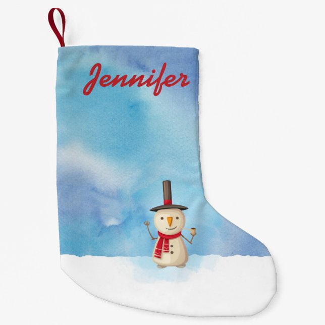 Personalisierter Niedlicher Weihnachtsschneemann W Kleiner Weihnachtsstrumpf (Vorderseite)
