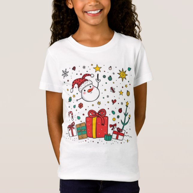 personalisierter niedlicher Weihnachtstee für Kind T-Shirt (Vorderseite)