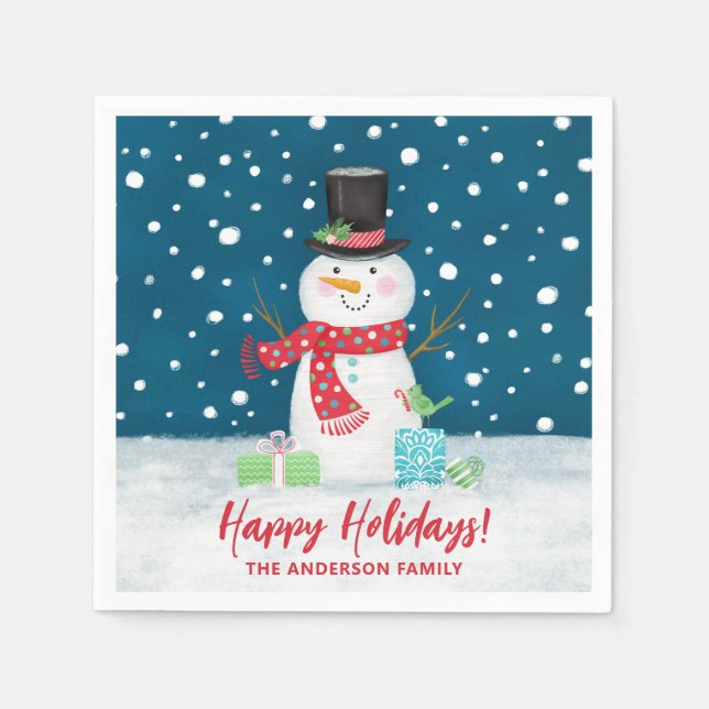 Personalisierter Niedlicher Winterschnee Weihnacht Serviette (Vorderseite)