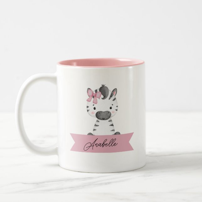 Personalisierter niedlicher Zebra Zweifarbige Tasse (Links)