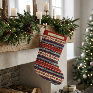 Personalisierter nordischer Fair-Isle-Weihnachtsst Kleiner Weihnachtsstrumpf