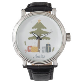 Personalisierter Nordischer Weihnachtsbaumurlaub Armbanduhr