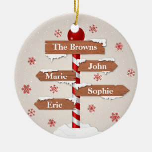 Personalisierter Nordpol 4 Familiennamen Keramik Ornament
