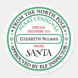 Personalisierter Nordpol-Santa-Name-Aufkleber Runder Aufkleber