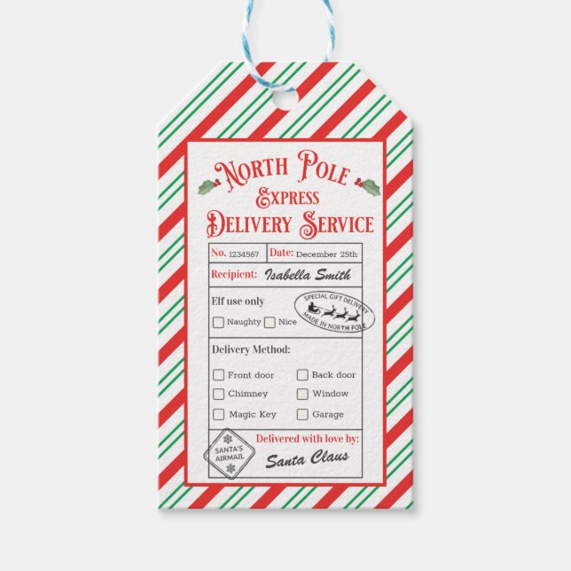 Personalisierter Nordpol Sonderlieferung Santa Geschenkanhänger (Vorderseite)