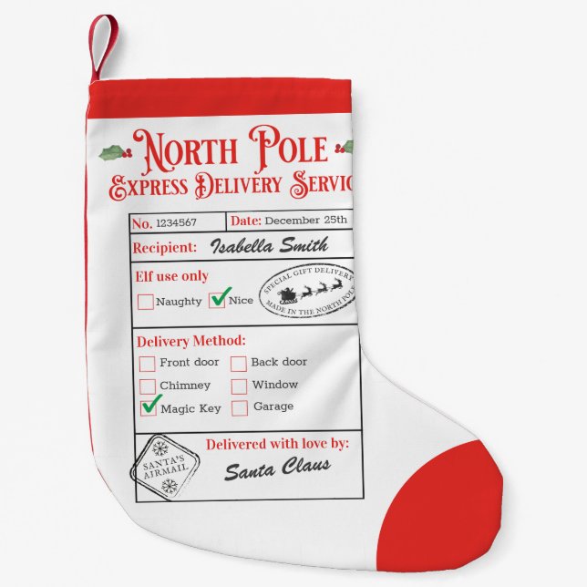Personalisierter Nordpol Sonderlieferung Santa Kleiner Weihnachtsstrumpf (Vorderseite)