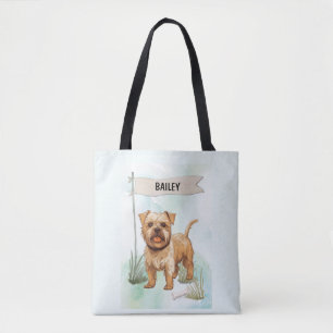 Personalisierter Norfolk-Terrier-Wasserfarben-Hund Tasche