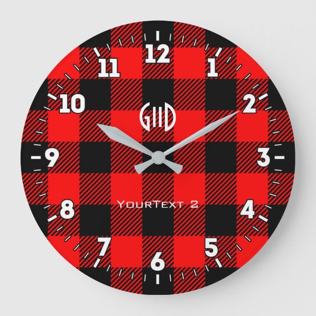 Personalisierter Northern Spirit Buffalo Karo Kari Große Wanduhr (Vorderseite)