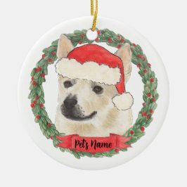 Personalisierter norwegischer Buhund-Hund Weihnach Keramik Ornament