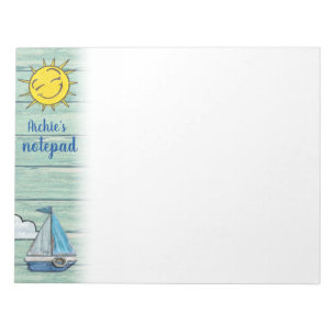 Personalisierter Notepad 3 Driftwood Beach Design Notizblock