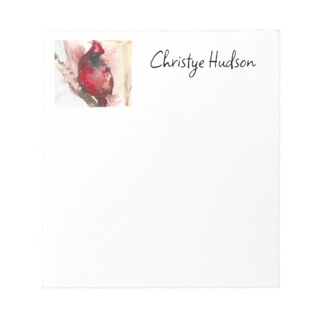Personalisierter Notepad, Aquarellfarben-Kardinal Notizblock (Vorderseite)