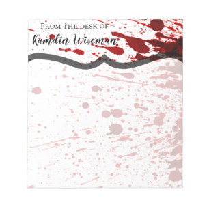 Personalisierter Notepad Blood Spritzer Vampire Go Notizblock
