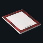 Personalisierter Notepad in Rot und Schwarz Notizblock<br><div class="desc">Ein Notizblock mit einem Flanell,  der kariert in Rot und Schwarz inspiriert ist. Personalisieren Sie mit Ihrem Namen.</div>