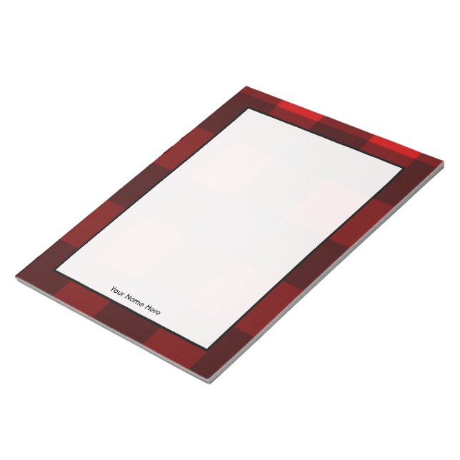 Personalisierter Notepad in Rot und Schwarz Notizblock (angewinkelt)