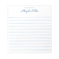 Personalisierter Notepad mit blauer Bezeichnung
