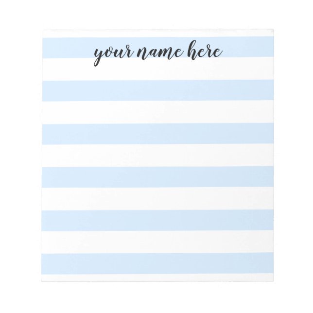 Personalisierter Notepad mit blauer Streifen Notizblock (Vorderseite)