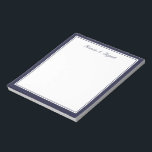 Personalisierter Notizblock an der blauen Grenze<br><div class="desc">Navy personalisierte Notizblock mit doppelter Grenze, Skripttext.</div>
