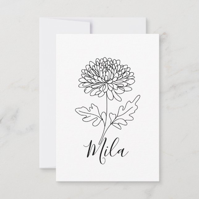 Personalisierter November Chrysanthemum Birth Blum Dankeskarte (Vorderseite)