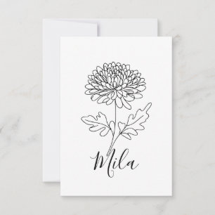 Personalisierter November Chrysanthemum Birth Blum Dankeskarte