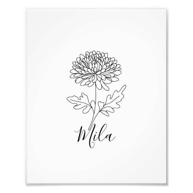 Personalisierter November Chrysanthemum Birth Blum Fotodruck (Vorne)