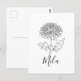 Personalisierter November Chrysanthemum Birth Blum Postkarte