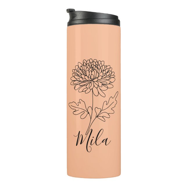 Personalisierter November Chrysanthemum Birth Blum Thermosbecher (Nach rechts gedreht)
