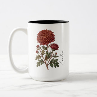 Personalisierter November-Geburtsmonats-Blumenbech Zweifarbige Tasse