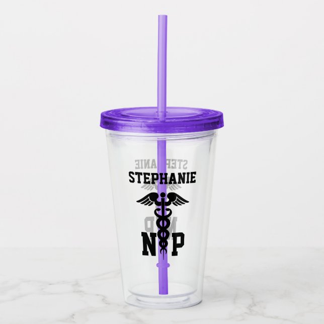 Personalisierter NP Mediziner-Symbol-Krankenpflege Acryltrinkbecher (Vorderseite)