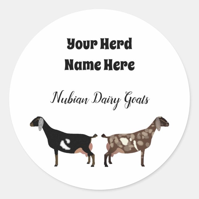 Personalisierter Nubian Dairy Goat Sticker (Vorderseite)
