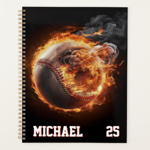 Personalisierter Nummer- und Namens-Baseball auf F Planer