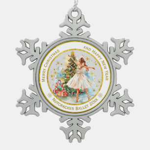 Personalisierter Nussknacker-Ballett-Weihnachten - Schneeflocken Zinn-Ornament