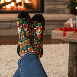 Personalisierter Nussknacker-Spielzeugsoldat-Feier Socken
