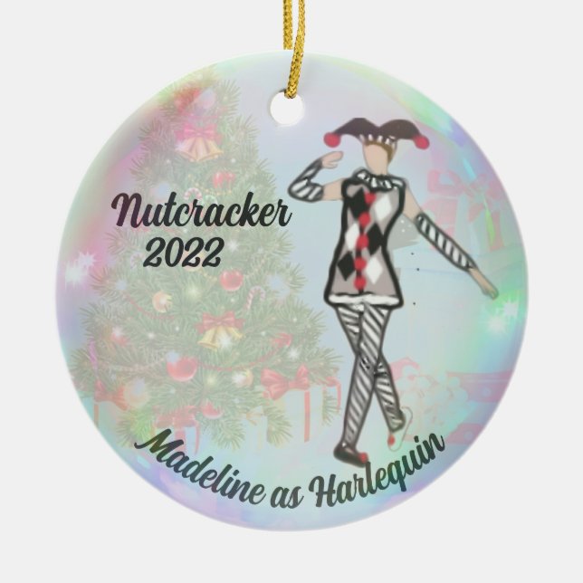 Personalisierter Nutcracker - Harlequin Keramik Ornament (Vorne)