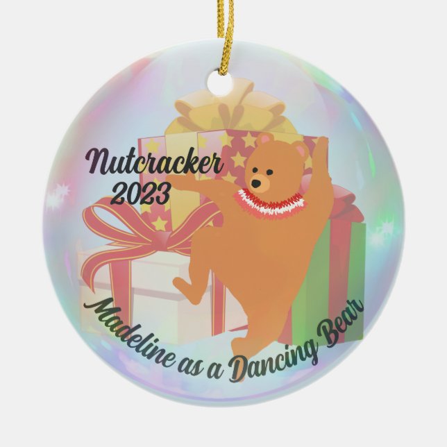Personalisierter Nutcracker - Tanzbären Keramik Ornament (Vorne)