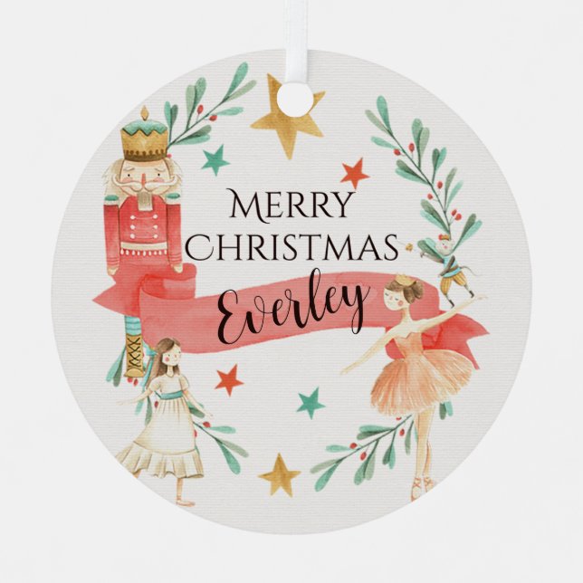 Personalisierter Nutcracker Thema Weihnachtsschmuc Ornament Aus Metall (Vorderseite)