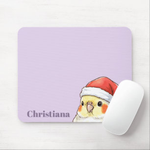 Personalisierter Nymphensittich mit Weihnachtsmann Mousepad