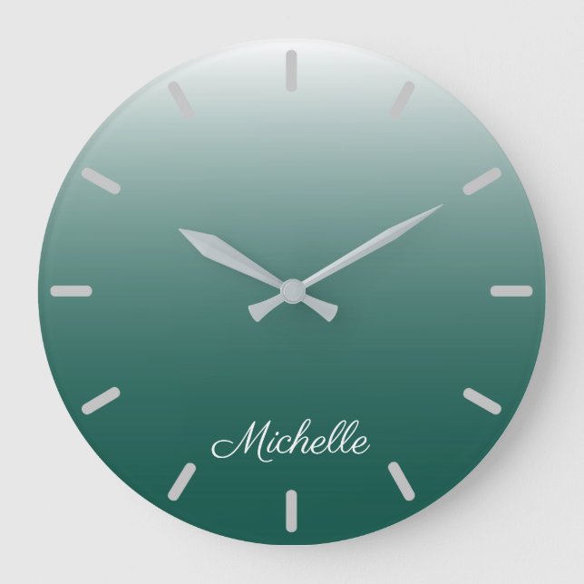 Personalisierter Ober-Farbverlauf grün Große Wanduhr (Vorderseite)