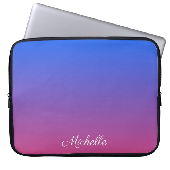Personalisierter Ober-und Rosa-Ober-Farbverlauf Laptopschutzhülle (Vorderseite)