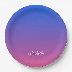 Personalisierter Ober-und Rosa-Ober-Farbverlauf Pappteller