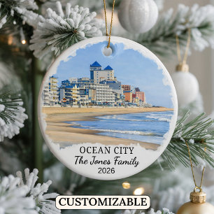 Personalisierter Ocean City-Schmuck, Maßgeschneide Keramik Ornament